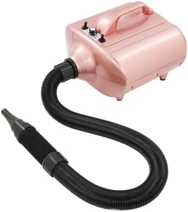 High Velocity Dog Dryer, 3600W Professional Pet Hair Force Dryer with Flat & Round Nozzle, 229.66 ft/s Dog Grooming Blower with Adjustable Airspeed & Temp for Home Pet Care Beauty Shops (Pink)