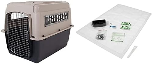 Petmate Ultra Vari Dog Kennel for Medium to Large Dogs (Durable, Heavy Duty Dog Travel Crate, Made with Recycled Materials, 36 in. Long) 50 to 70 lbs & 290300 Kennel Travel Kit for Pets