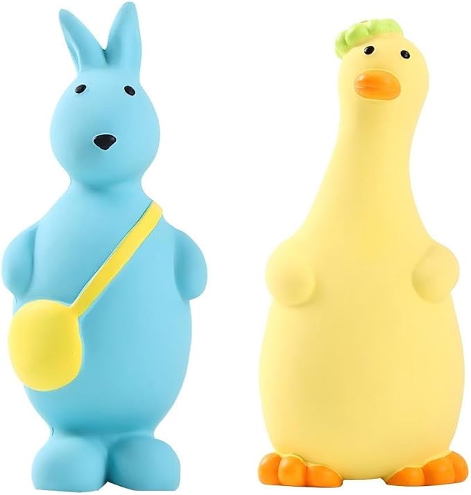2 Pieces Latex Dog Squeaky Toys, Cute Animal Design Interactive Pet Toys (Blue)