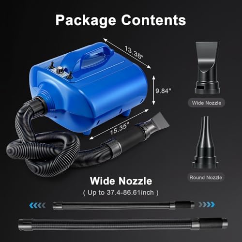 GROWNEER High Velocity Professional Pet Grooming Hair Drying Force Dryer Blower,Double Motor High Performance Dog Pet Grooming Dryer,Large Dog Blow Dryer,Pet Hair Dryer,110V(DHD-2400F)