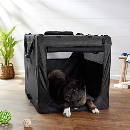 Amazon Basics Folding Portable Soft Pet Dog Crate Carrier Kennel, 42 x 31 x 31 inches, Black