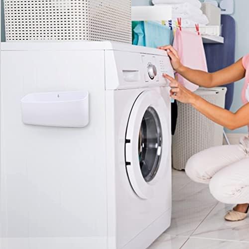 Picowe Magnetic Laundry Storage, 2 Pack Lint Holder Bin for Laundry Room, Space-Saving Trash Container Hanging on Dryer, Washer or Wall Mount Trash Bin (Gray White)