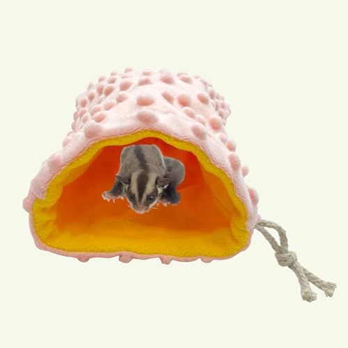 3 Pack Sugar Glider Tote Plush Sleeping Pouches & Anti Bite Mitten (Pink)