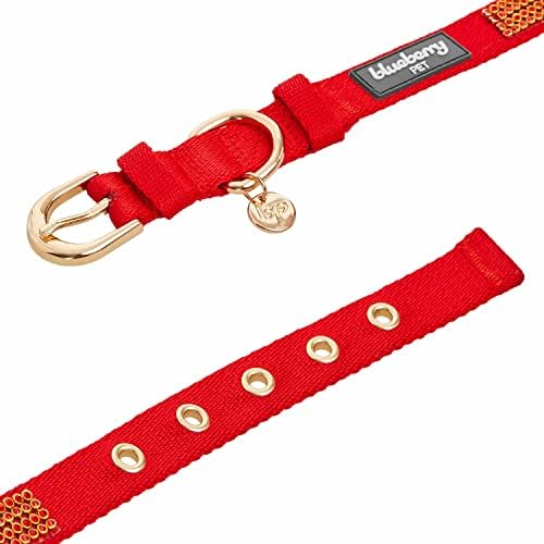 Blueberry Pet Sparkling Rhinestone Adjustable Dog Collar with Metal Buckle, True Red, Neck 17-20.5", for Large Breed