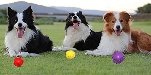 Squeaky Dog Toys, Non-Toxic Rubber Play Balls - Interactive & Training Chew Toy for Puppy & Small/Medium Dogs (6cm Tennis Pack of 4)