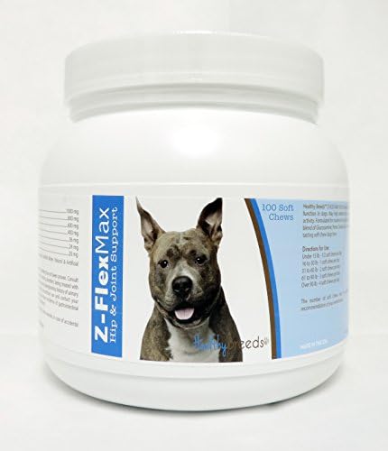 Healthy Breeds American Staffordshire Terrier Z-Flex Max Hip & Joint Soft Chews 100 Count, Brown