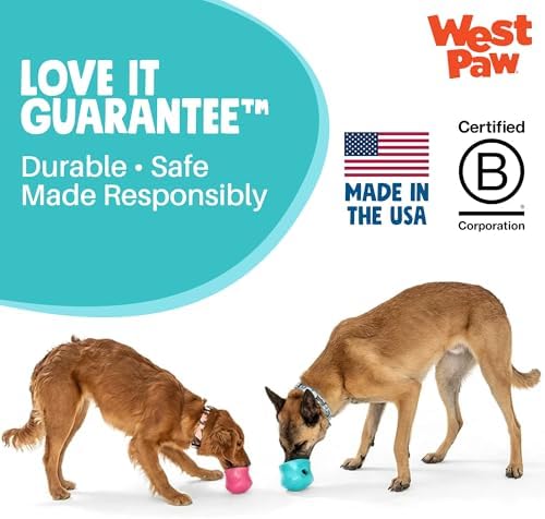 WEST PAW Zogoflex Toppl Interactive Treat Dispensing Puzzle Dog Toy for Mental Stimulation & Enrichment-Holds Kibble & Treats-Lickable, Freezable & Dishwasher Safe-Made in USA-XL-Geranium (Pack of 2)