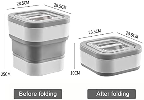 Grey Collapsible Dog Food Container with Lids, Large, Grey