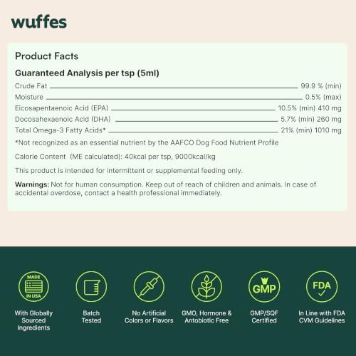 Wuffes Omega-3 Fish Oil for Dogs, Skin & Coat Support, 32 oz
