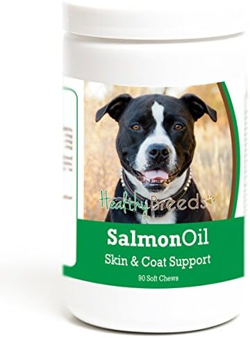 Healthy Breeds Pit Bull Salmon Oil Soft Chews 90 Count, Brown