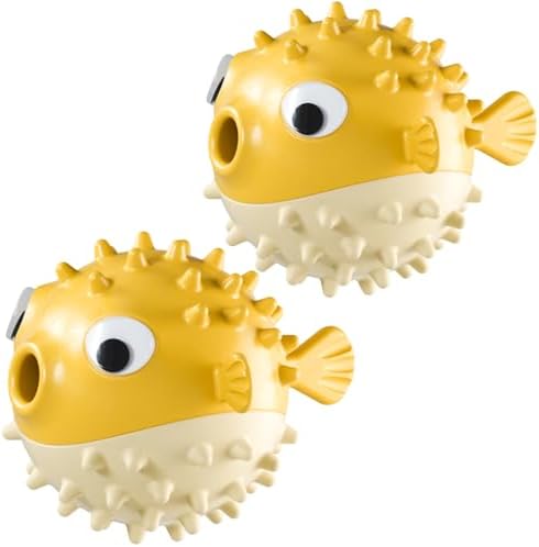 Dog Balls with Bell Sound, Interactive Dog Toys,Treat Dispensing Dog Toys, cat Toys Balls,Rubber Elastic Ball Toys for Small Medium Large Cat and Small Dogs (Yellow+Yellow)