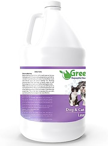 GreenFist Pet Shampoo Conditioner for Dogs & Cats Care Intense Cleaning Power Sooth Skin Made in USA (Lavender 1 Gallon)