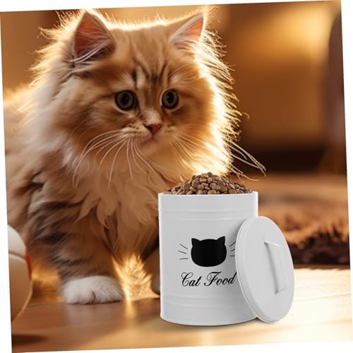 ABOOFAN Pet Food Storage Bin Iron Metal Dog Treat Container with Airtight Lid Versatile Canister for Dog and Cat Snacks Easy to Design Pet Food Holder Keeps Food Fresh