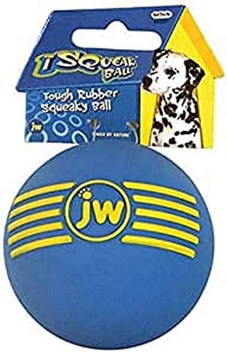 JW iSqueak Durable Rubber Ball, Dog Chew Toy with Squeaker - Medium - 7 cm | Squeaky Ball for Fetch, Made with Natural Rubber, Encourages Play