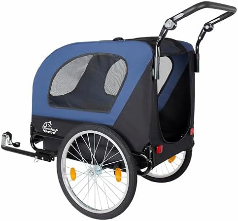 KEIKI 2-in-1 Dog Bike Trailer & Pet Stroller - up to 110lbs, Built-in Leash