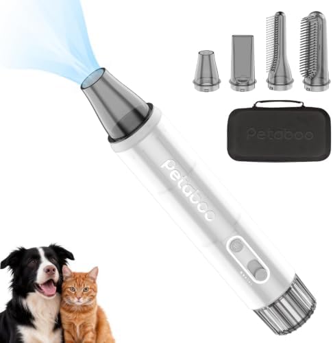 Negative Ion Dog Dryer 【Stepless Wind Speed Control, Static Elimination】 High Airflow Pet Blower for Pet Grooming, Lightweight & Compact Dog Hair Dryer with 4 Nozzles, Ideal for Large Dogs, Home Use
