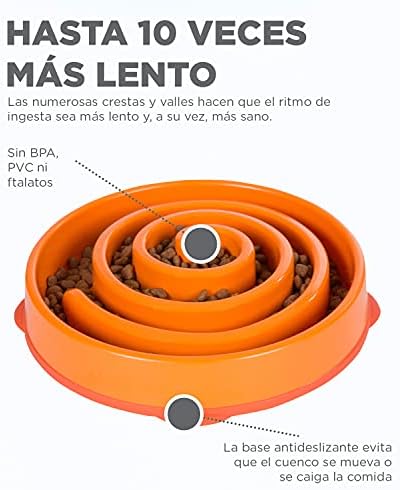 Outward Hound Fun Feeder Slo Bowl, Slow Feeder Dog Bowl, Large/Regular, Purple & Orange