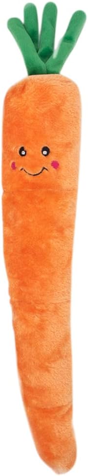 ZippyPaws Jigglerz Dog Squeaky Toys to Keep Them Busy, Pet Products- Carrot | Funny Food Plush for Small, Medium & Large Dogs, Cute Stuffed Puppy Toy, Gift for All Breeds, Interactive Squeaker