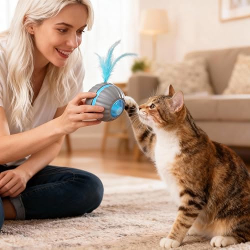 Interactive Cat Toys for Indoor Cats,Automatic Moving Kitten Toys | Cat Toys for Bored Indoor Adult Cats,Smart Rechargeable Cat Enrichment Toys for Cats to Keep Them Busy, Cat Balls Pet Toys