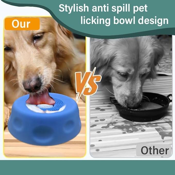 Slow Feeder Dog Lick Bowl with Rolling Ball,Anti-Slip Silicone Puzzle Feeder for Liquid Treats,Bone Broth,Yogurt,Wet Food,Anxiety Relief Enrichment Lick Toy for Large Medium Small Dogs & Cats (Grey)