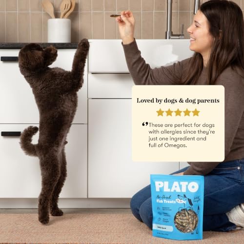 PLATO Single Ingredient Wild-Caught Baltic Sprat Dog Treats, Air-Dried Whole Fish, Omega-Rich Skin & Coat Support, 7.5 oz
