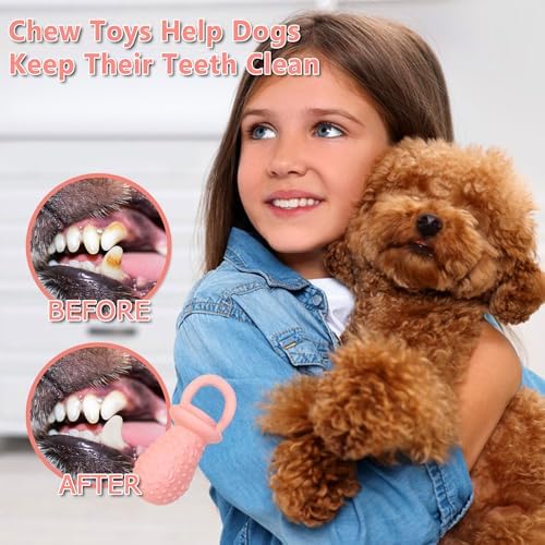 Latex Chew Dog Toys, Novelty Squeaky Pacifier Dog Toys, 5.2" Durable Pacifier Dog Chew Toys for Small and Medium Dogs(Pink,1Pcs)