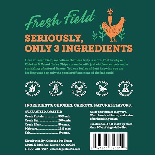 Fresh Field Chicken & Carrot Jerky Chips, 14 oz – All-Natural Dog Treats, USA Made, Supports Digestive & Immune Health