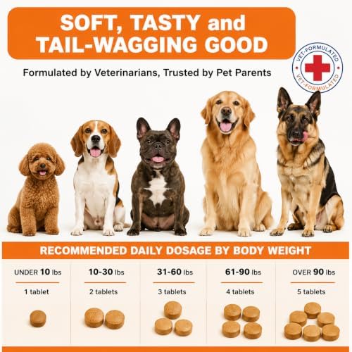 Dog Multivitamin Chewable, 150 Chews, 25-in-1 with Glucosamine, Probiotics, Omega 3, Hip and Joint, Skin and Coat, Immune Support, for Senior and Puppy