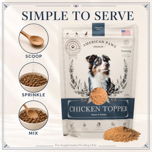 American Paws All-Natural Chicken Dog Food Topper - High Protein Pure Chicken Breast Flavor Enhancer for Picky Eaters, 4 oz Pouches (Pack of 2), Sourced and Made in USA