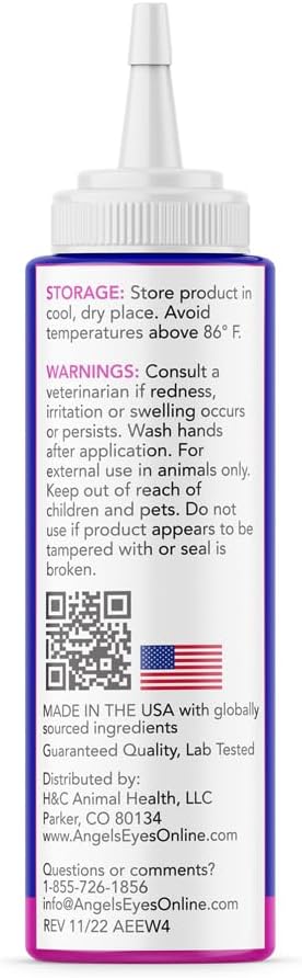 Angels' Eyes Multi-Purpose Sterile Eye Wash 4 oz Eye Cleaner and Rinse, Tear Stain Reducer for Allergies, Debris, Mucus, Irritation and Weepy Eyes for All Dogs with Boric Acid
