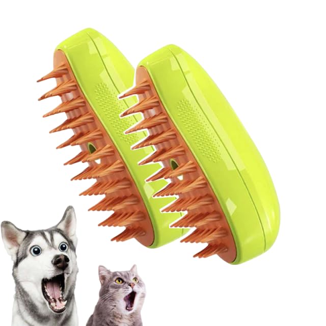 Cat Dog Steamy Brush Steam Brush Electric Sprayer For Massage Pet Grooming Tool Shedding, 2-Pack, 3 In, Green