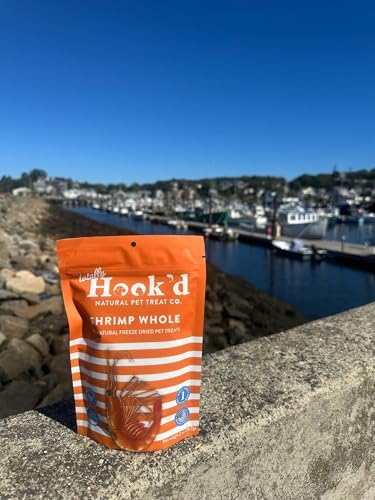 Totally Hook'd Freeze‑Dried Single‑Ingredient Treats, High‑Protein Omega-3 Training Snack for Dogs & Cats (2 Ounce, Shrimp)