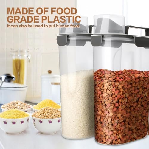 TIOVERY Dog Food Storage Container, 2-Pack, 7 Lbs, food grade plastic, White