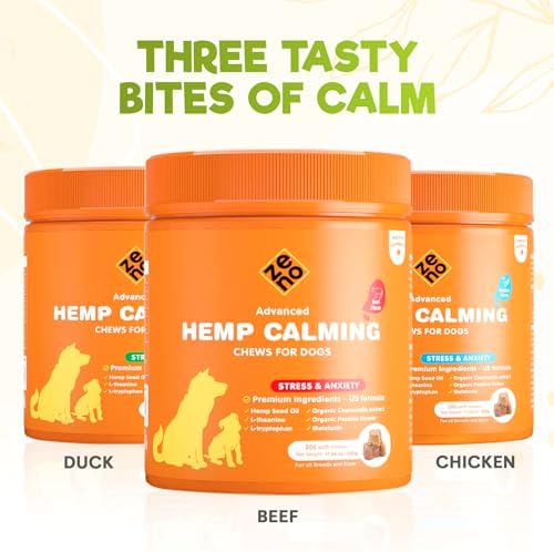 ZENO Hemp Calming Chews for Dogs Anxiety 200 pcs, Beef, 200-Pack