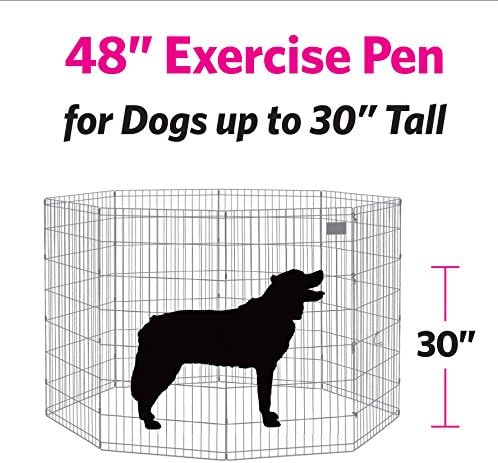 MidWest Homes for Pets Folding Metal Dog Exercise Pen, Indoor/Outdoor Playpen with Door, 16 Sq Feet of Play Space, 48-Inches Tall, Gold Zinc