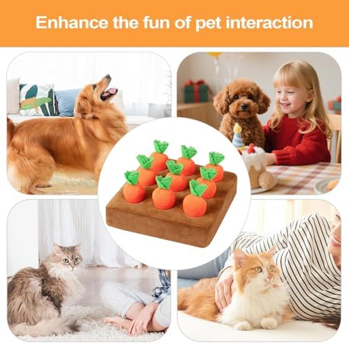 Snuffle Mat for Puppies, Carrot Garden Dog Toy with 9 Carrots, Interactive Puppy Enrichment Toys, for Training Feeding Play