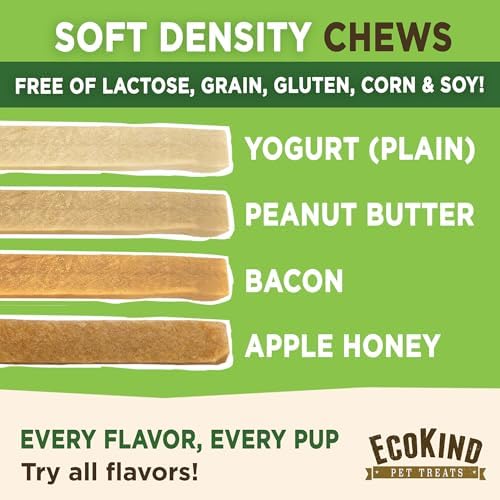 EcoKind Yogurt Dog Chews, Probiotic Dog Treats, Peanut Butter 25 Sticks