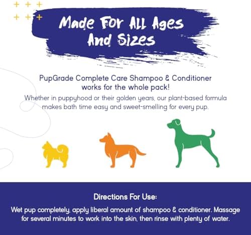 PupGrade Complete Care 4-in-1 Shampoo & Conditioner for Dogs - 16 fl oz | Cleans, Moisturizes, Detangles & Deodorizes - Oatmeal Milk & Honey Scent