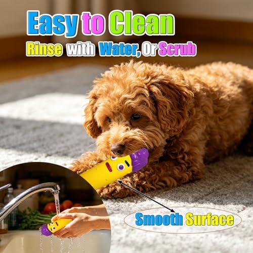 Smile Face Cucumber Latex Dog Squeaky Toys, 3-Pack, 5x1.5x1.5'' | Easy to Pick Up, for Small and Medium Breeds, Soft Latex Rubber, Loud Squeak, Floats on Water, Indoor Outdoor Fetch Playing