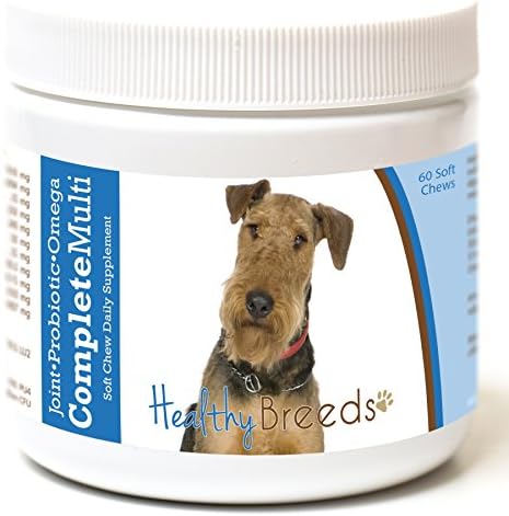 Healthy Breeds Airedale Terrier All in One Multivitamin - Complete with Probiotics, Glucosamine, Chondroitin & Omegas - 60 Soft Chewy Treats
