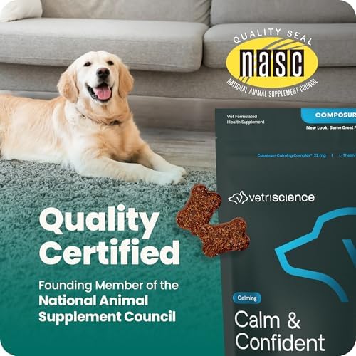 VetriScience Calm & Confident Chews for Dogs, Bacon, 60 Count