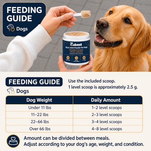 Zubest Probiotics for Dogs, Powder with Prebiotics, 4.2B CFU, 72 Servings