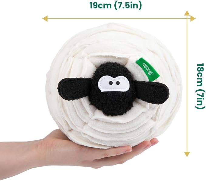 Snuffle Ball, Interactive Plush Enrichment Toy, Treat-Dispensing Puzzle for Dogs, Nosework Sheep Toy, Soft & Washable, Not for Children