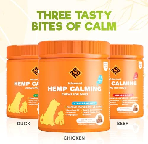 ZENO Hemp Calming Chews for Dogs Anxiety 200 pcs, Chicken, 200-Pack