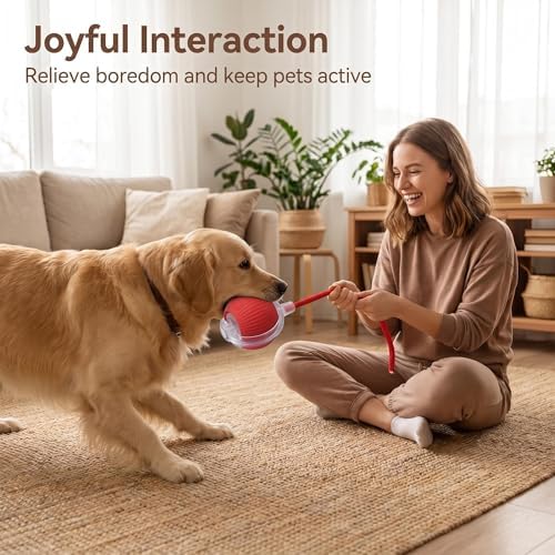 Interactive Pet Toy Ball, 2026 Automatic Dog Toy Interactive Dog Cat Toy Ball Dog & Cat Electric Active Toys, Smart Chase Pet Toy Ball for Dogs for Large Small Dogs Motion Activated (Red)