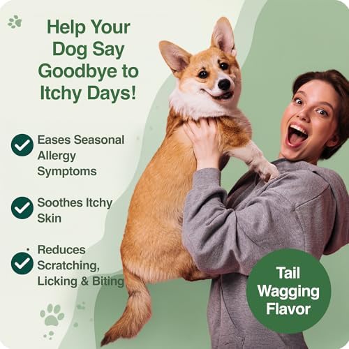 BAZI Allergy Relief Dog Chews – Quercetin, Turmeric, Ashwagandha, Probiotics & Colostrum – Seasonal Allergy, Immune & Digestive Support – for Itchy Skin & Hot Spots – All Breeds & Sizes