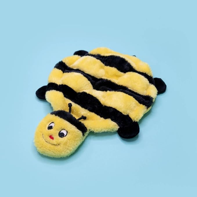 ZippyPaws Squeakie Crawler No Stuffing Dog Toy to Keep Them Busy - 12" | For Small, Medium, & Large Dogs, Squeaky Pet Toy for Boredom, Soft Plush Puppy Products, Bertie the Bee