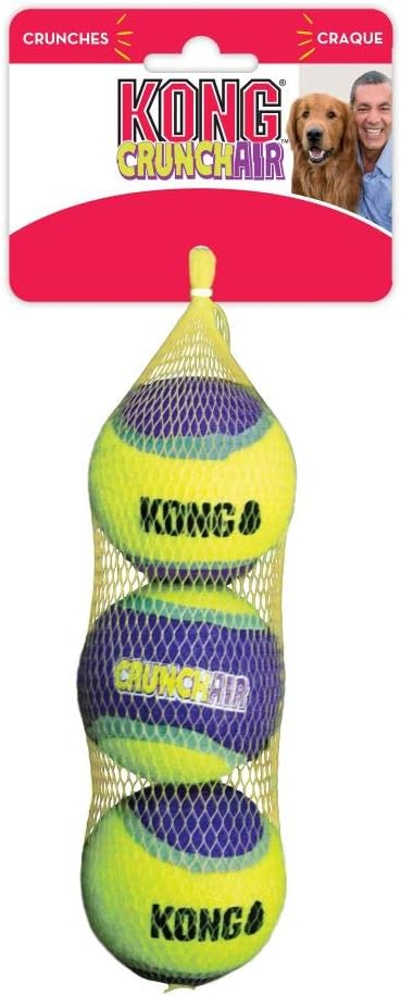 KONG - CrunchAir Balls - Dog Fetch Toy, Crunch Tennis Balls, Gentle on Teeth - for Small Dogs (3 Pack)