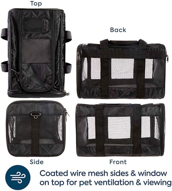 Sherpa Deluxe Guaranteed On Board Soft-Sided Dog & Cat Carrier, Black, Medium