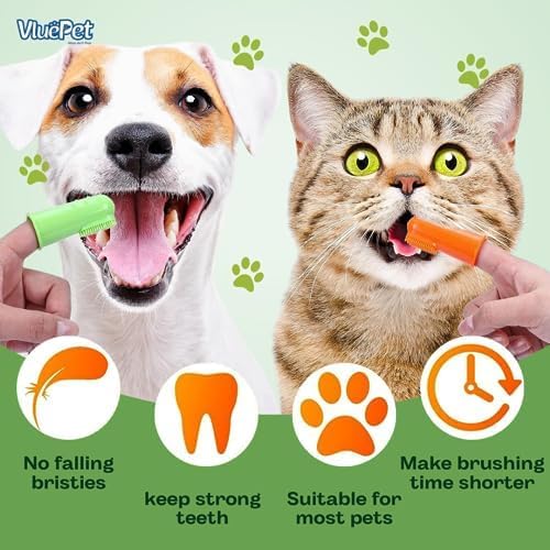 Dual-Sided Silicone Dog Toothbrush | Soft & Safe Dental Care Tool for Dogs & Cats | Gentle on Gums, Effectively Cleans Teeth & Massages | Colorful Toothbrushes for Cats & Dogs - Set of 4
